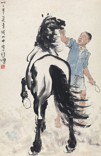 徐悲鴻 1943年作《馴馬圖》立軸 1173萬元 2013年中國嘉德秋拍