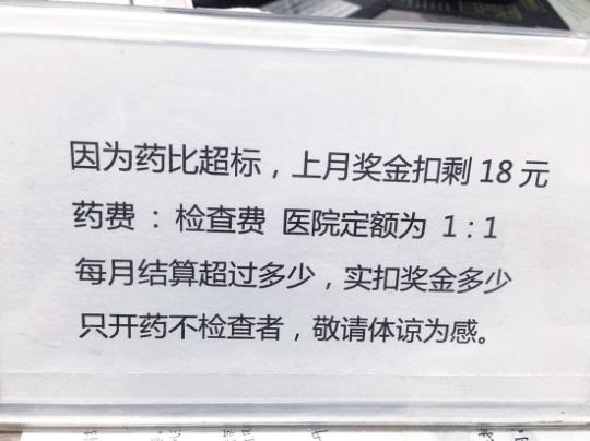 醫院規定檢查費不能低于藥費  醫生扣獎金剩18元