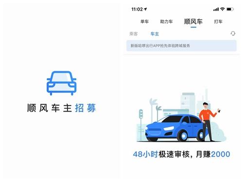 哈啰出行在部分城市試點(diǎn)順風(fēng)車業(yè)務(wù)。截圖