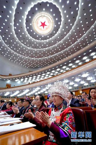 3月8日，十三屆全國人大二次會議在北京人民大會堂舉行第二次全體會議。新華社記者 王毓國 攝